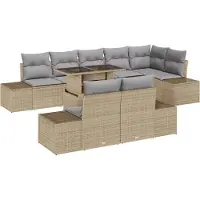 vidaXL Tuinbank Set 9 st Beige en Lichtgrijs poly rattan