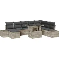vidaXL Tuinbank Set 9 st Lichtgrijs poly rattan