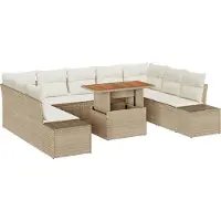 vidaXL Tuinbank Set 10 st Beige en Crème