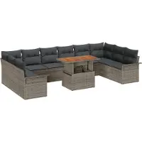 vidaXL Tuinbank Set 11 st Grijs poly rattan