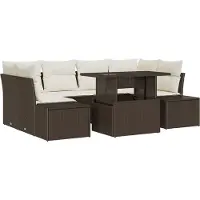vidaXL Tuinbank Set 7 st Bruin en Crème