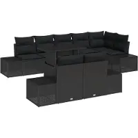 vidaXL Tuinbank Set 9 st Zwart poly rattan
