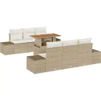 vidaXL Tuinbank Set 7 st Beige poly rattan