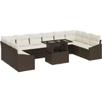 vidaXL Tuinset, 11-delig, bruin en crème
