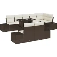 vidaXL Tuinbank Set 9 st Bruin en Crème poly rattan