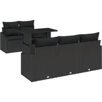 vidaXL Tuinbank Set 6 st Zwart poly rattan