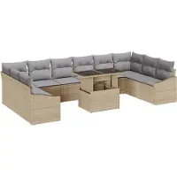 vidaXL Tuinbank Set 11 st Beige en Lichtgrijs