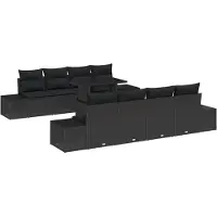 vidaXL Tuinset met 9 zitplaatsen, zwart