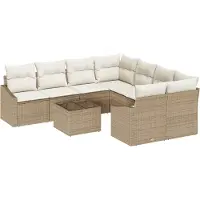 vidaXL Bankstel 9 st Beige en Crème poly rattan