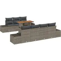 vidaXL Tuinbank Set 8 st Grijs poly rattan