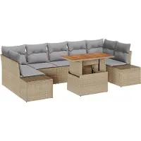 vidaXL Tuinbank Set 8 st Beige poly rattan