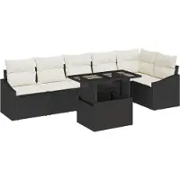 vidaXL Tuinset, 7-delig, zwart en crème