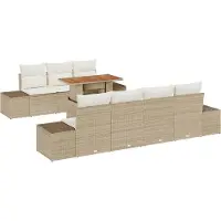 vidaXL Tuinbank Set 8 st Beige poly rattan