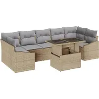 vidaXL Tuinbank Set 8 st Beige poly rattan