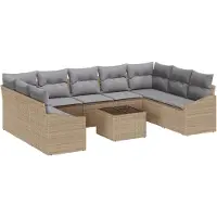 vidaXL Tuinbank Set 9 st Beige en Lichtgrijs poly rattan