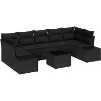 vidaXL Tuinbank Set 8 st Zwart poly rattan