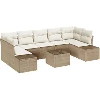 vidaXL Tuinbank Set met kussen 8 pcs Beige en Crème poly rattan