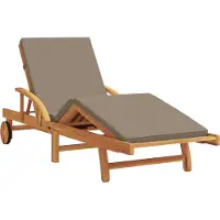 vidaXL Zonnebed van massief acaciahout, taupe kleur