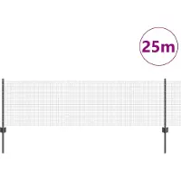 vidaXL gelast draadhek met palen 25 x 0,6 m PVC-Coated Staal Grijs