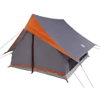 vidaXL Familietent met dak Grijs en Oranje 256 x 256 x 185 cm