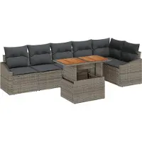 vidaXL Tuinbank Set met opslag 7 pcs Grijs Poly rattan