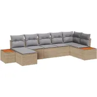 vidaXL Tuinbank Set 7 st Beige Poly rattan