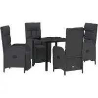 vidaXL Tuin Eettafel Set 5 st Zwart poly rattan
