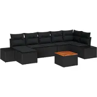 vidaXL Tuinbank Set 8 st Zwart poly rattan