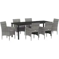 vidaXL Tuin Eettafel Set 7 st Grijs poly rattan