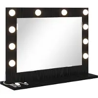 vidaXL Make-up Spiegel Rechthoekig Zwart Eiken 60 x 45 x 18 cm
