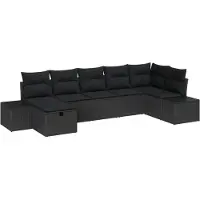 vidaXL Bankstel 7 st poly rattan