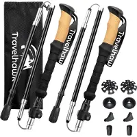 Travelhawk Nordic Walking Stokken - Verstelbaar - Opvouwbaar - Aluminium - Zwart