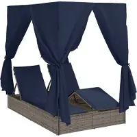 vidaXL Dubbele ligstoel Zwart 205 x 129 x 200 cm poly rattan