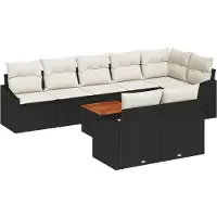 vidaXL Tuinbank Set 9 st Zwart poly rattan