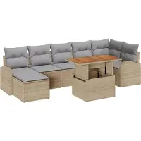 vidaXL Tuinbank Set 8 st beige en lichtgrijs