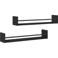 vidaXL Wandplank Muurmontage 2 st Zwart Eiken 80 x 16 x 14 cm