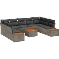 vidaXL Tuinbank Set 10 st Grijs Poly rattan