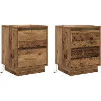 vidaXL Nachtkastje 2 st Oudhout 39 x 34,5 x 50 cm Bewerkt hout
