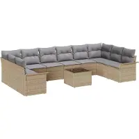 vidaXL Tuinbank Set 11 st Beige poly rattan
