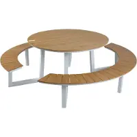 Axi Taco Picknicktafel met 2 banken Rond Wit met Teak-look Polywood