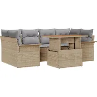 vidaXL Tuinbank Set 7 st beige en lichtgrijs