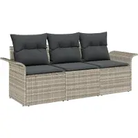 vidaXL Bankstel 3 st 3-Aantal zitplaatsen Grijs poly rattan