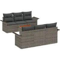 vidaXL Tuinbank Set 7 st Grijs poly rattan