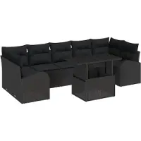 vidaXL Tuinbank Set 8 st Zwart poly rattan