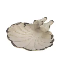 Meander Schaaltje vogeltjes antiek wit 11x11x3,5cm