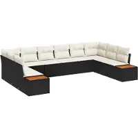 vidaXL Tuinbank Set 10 st Zwart Poly rattan