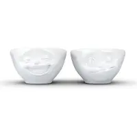 Tassen serie set van 2 porseleinen kommen met lachend en lekker gezichtje - porselein - wit - 100 ML - nr 3