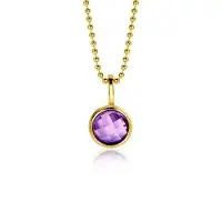 Zinzi FEBRUARI hanger 8mm gold plated geboortesteen paars amethist zirconia (zonder collier)