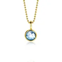 Zinzi DECEMBER hanger 8mm gold plated geboortesteen blauw topaas zirconia (zonder collier)