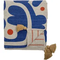 Bloomingville Plaid gerecycled katoen blauw Eviaya 130x160cm